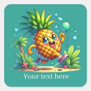 Leuke verjaardag ananas party strand vierkante sticker