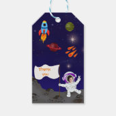 Leuke Verjaardag Astronaut Space Cartoon Cadeaulabel (Voorkant)