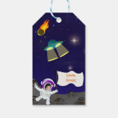 Leuke Verjaardag Astronaut Space Cartoon Cadeaulabel (Achterkant)