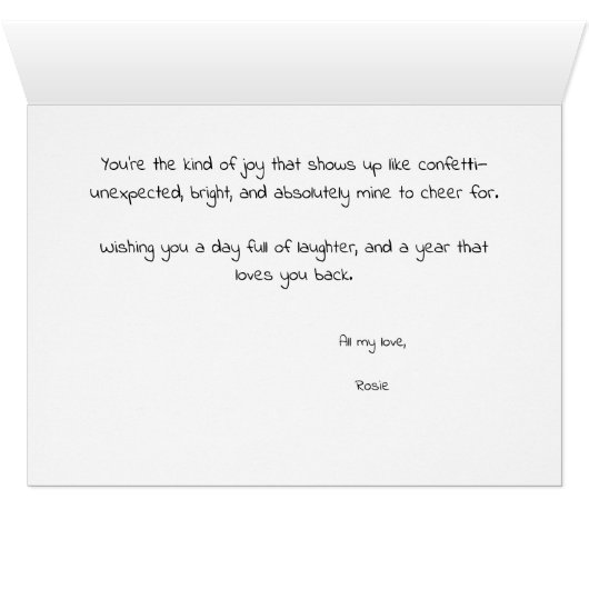 Leuke Verjaardag Ballonnen & Confetti Kaart voor S (Binenzijde Horizontaal (Onderkant))