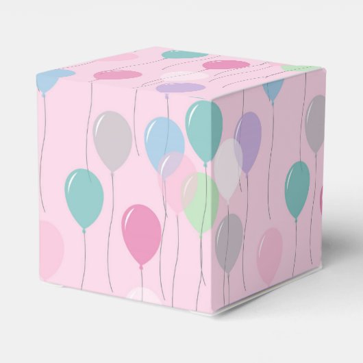 Leuke Verjaardag Ballonnen Patroon op Roze Achterg Bedankdoosjes (Achterkant)