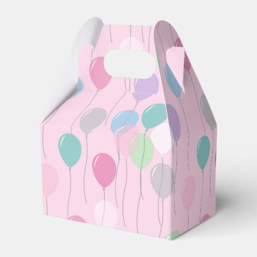 Leuke Verjaardag Ballonnen Patroon op Roze Achterg Bedankdoosjes (Achterkant)