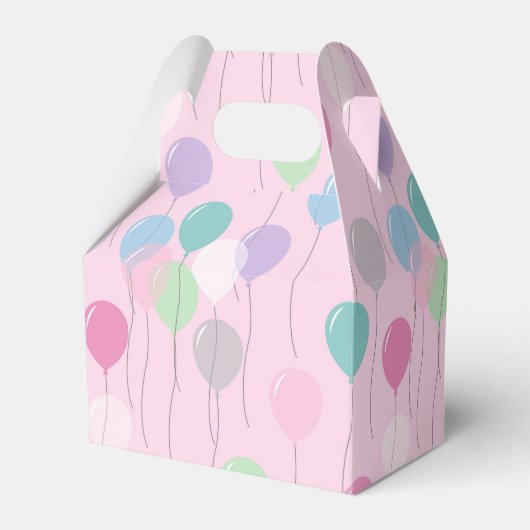 Leuke Verjaardag Ballonnen Patroon op Roze Achterg Bedankdoosjes (Voorkant Zijde)