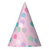 Leuke Verjaardag Ballonnen Patroon op Roze Achterg Feesthoedjes (Links)