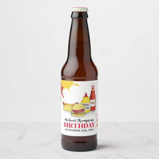 Leuke Verjaardag BBQ Party Custom Bier Etiket (Voorkant)