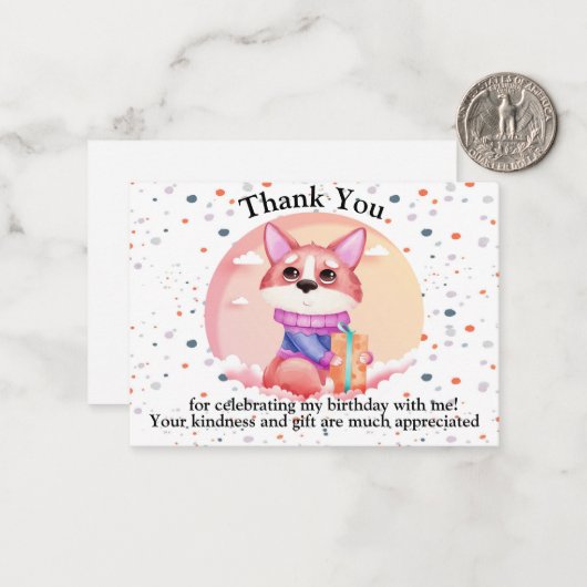 Leuke Verjaardag Bedankt Notitiekaartje (Voorkant / Achterkant in situ)