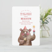 Leuke Verjaardag Beer Beary Sweet Verjaardag Party Kaart (Staand voorkant)