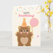 Leuke Verjaardag Beer Theme Funny Pun Kaart (Gele Bloem)