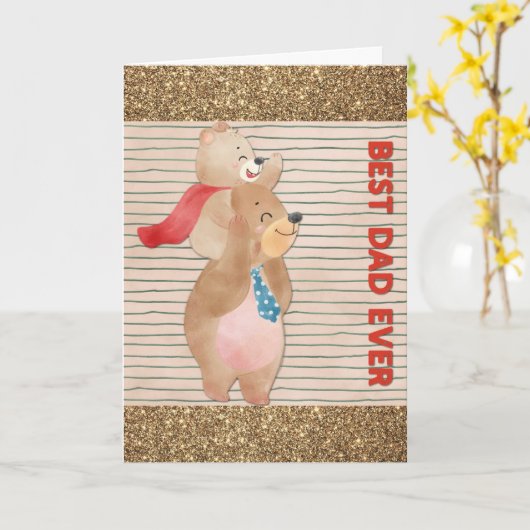 Leuke Verjaardag Beste Pap Ooit Beer Kaart (Gele Bloem)