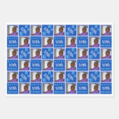 Leuke Verjaardag Blauw 3 Foto Willekeurige leeftij Inpakpapier Vel (Voorkant 3)