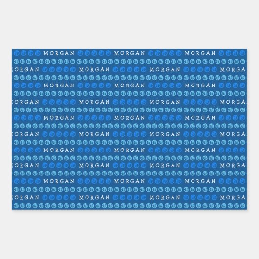 Leuke Verjaardag Blauw 3 Foto Willekeurige leeftij Inpakpapier Vel (Voorkant 2)