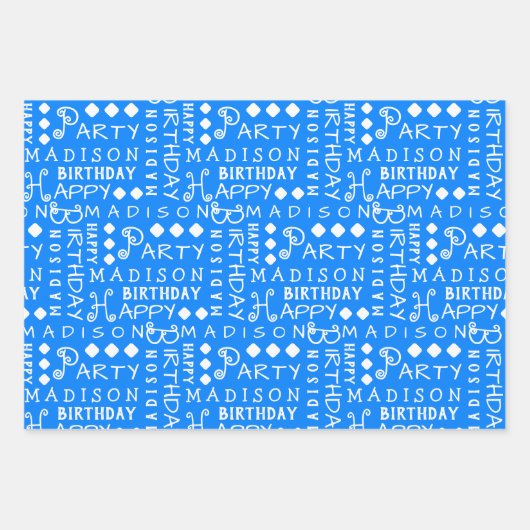 Leuke verjaardag blauw elke leeftijd toevoegen Chi Inpakpapier Vel (Voorkant)