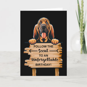 Leuke verjaardag Bloedhond gluren over teken Kaart