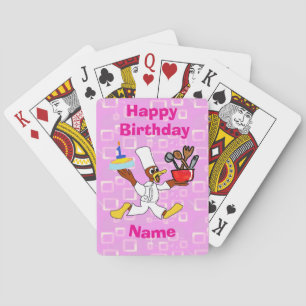 Leuke Verjaardag Chef Ducky Kazoo Roze geometrisch Pokerkaarten