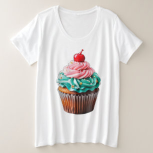 Leuke Verjaardag Cupcake Dessert Illustratie Clipa Grote Maat T-shirt