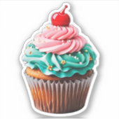 Leuke Verjaardag Cupcake Dessert Illustratie Clipa Sticker (Voorkant)