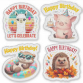 Leuke Verjaardag Dier Stickers, Bday Stickers (Voorkant)