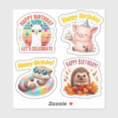 Leuke Verjaardag Dier Stickers, Bday Stickers (Vel)