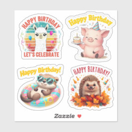 Leuke Verjaardag Dier Stickers, Bday Stickers