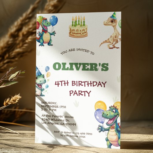 Leuke verjaardag dinosaurussen kinderen verjaardag save the date