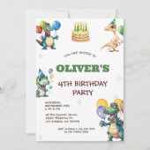 Leuke verjaardag dinosaurussen kinderen verjaardag save the date (Voorkant)