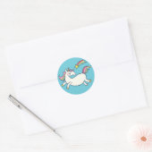 Leuke Verjaardag Doodle Rainbow Eenhoorn en Sterre Ronde Sticker (Envelop)