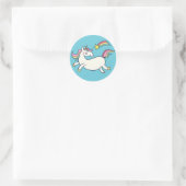 Leuke Verjaardag Doodle Rainbow Eenhoorn en Sterre Ronde Sticker (Tas)