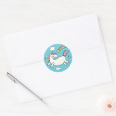 Leuke Verjaardag Doodle Rainbow Eenhoorn en Sterre Ronde Sticker (Envelop)
