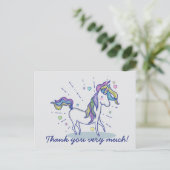 Leuke verjaardag Doodle Rainbow Unicorn Bedankt Briefkaart (Staand voorkant)