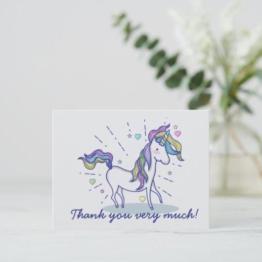 Leuke verjaardag Doodle Rainbow Unicorn Bedankt Briefkaart (Staand voorkant)