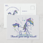 Leuke verjaardag Doodle Rainbow Unicorn Bedankt Briefkaart (Voorkant / Achterkant)