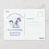 Leuke verjaardag Doodle Rainbow Unicorn Bedankt Briefkaart (Achterkant)