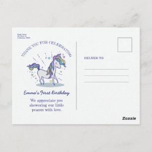 Leuke verjaardag Doodle Rainbow Unicorn Bedankt Briefkaart