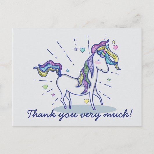 Leuke verjaardag Doodle Rainbow Unicorn Bedankt Briefkaart (Voorkant)