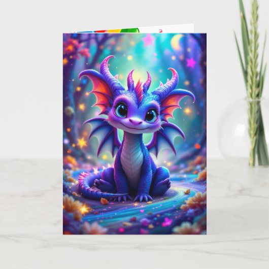 Leuke verjaardag Dragon Voeg naam en uw handtekeni Kaart (Voorkant)