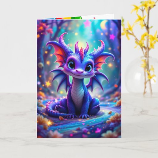 Leuke verjaardag Dragon Voeg naam en uw handtekeni Kaart (Gele Bloem)