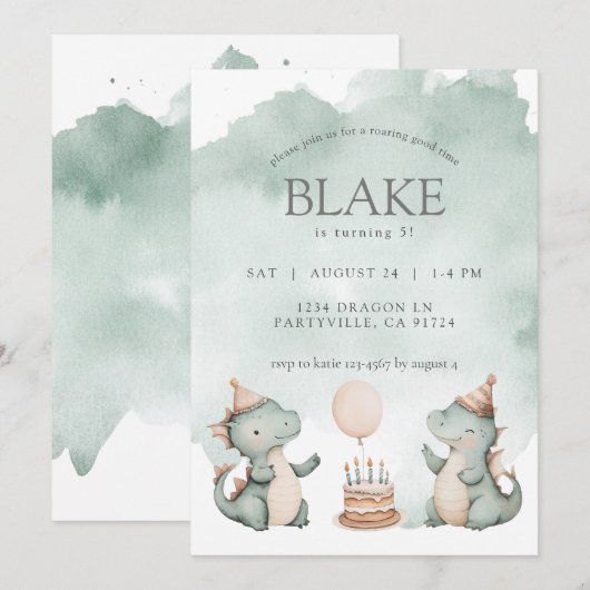 Leuke verjaardag Draken Dinosaurussen Party Kaart (Voorkant / Achterkant)