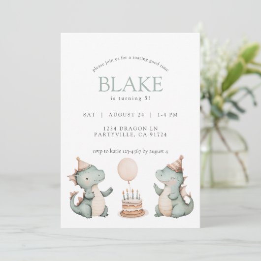 Leuke verjaardag Draken Dinosaurussen Party Kaart (Staand voorkant)