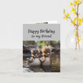 Leuke verjaardag Geweldige vriend Cute vogels Kaart (Gele Bloem)