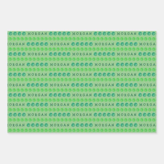 Leuke Verjaardag Groen 3 Foto Willekeurige Leeftij Inpakpapier Vel (Voorkant 2)