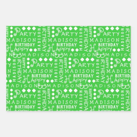 Leuke Verjaardag Groen Elke Leeftijd Voeg Kinderen Inpakpapier Vel (Voorkant)