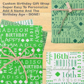 Leuke Verjaardag Groen Elke Leeftijd Voeg Kinderen Inpakpapier Vel