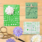 Leuke Verjaardag Groen Elke Leeftijd Voeg Kinderen Inpakpapier Vel