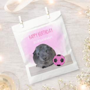 Leuke Verjaardag Guinee Pig Roze & Zwart Voetbal Bedankzakje