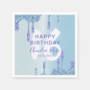 Leuke Verjaardag Ijsblauw Glitter Servet