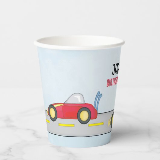 Leuke Verjaardag Jongen Custom Race Auto Papieren Bekers (Voorkant)