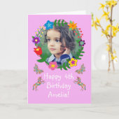 Leuke Verjaardag Kaart Kinder Vlinders Eenhoorns F (Gele Bloem)