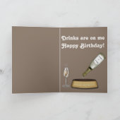 Leuke Verjaardag Kaart w/Basset Hound & Champagne (Binnen)