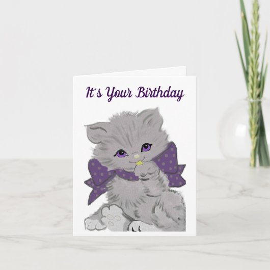 Leuke verjaardag kitten Wenskaart Kaart (Voorkant)