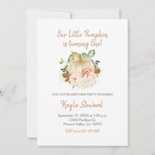 Leuke verjaardag Little Pumpkin is een uitnodiging (Voorkant)